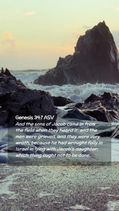 Picture 02 - Genesis 34:7 ASV Mobile Phone Wallpaper - And the sons of Jacob came in from the field when - Mobile Bible Verse Wallpaper
