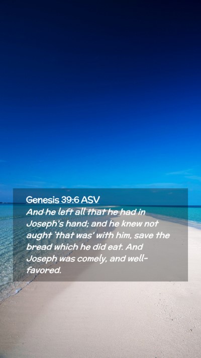 Picture 02 - Genesis 39:6 ASV Mobile Phone Wallpaper - And he left all that he had in Joseph's hand; and - Mobile Bible Verse Wallpaper