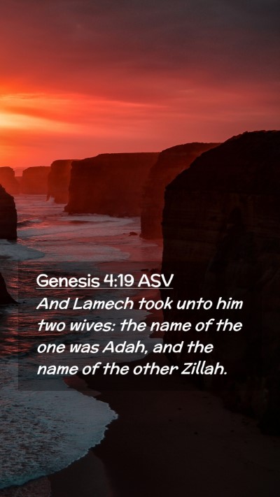 Picture 02 - Genesis 4:19 ASV Mobile Phone Wallpaper - And Lamech took unto him two wives: the name of - Mobile Bible Verse Wallpaper