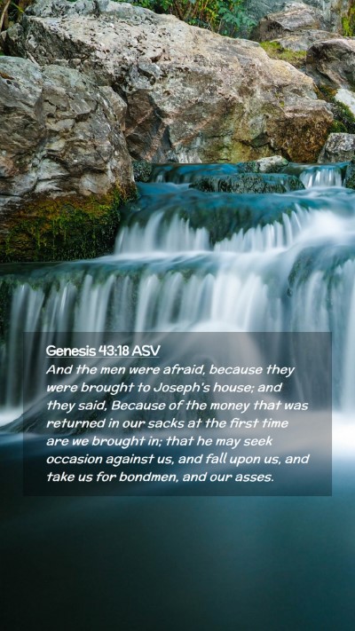 Picture 02 - Genesis 43:18 ASV Mobile Phone Wallpaper - And the men were afraid, because they were - Mobile Bible Verse Wallpaper