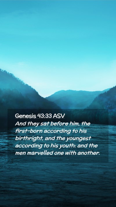 Picture 02 - Genesis 43:33 ASV Mobile Phone Wallpaper - And they sat before him, the first-born according - Mobile Bible Verse Wallpaper