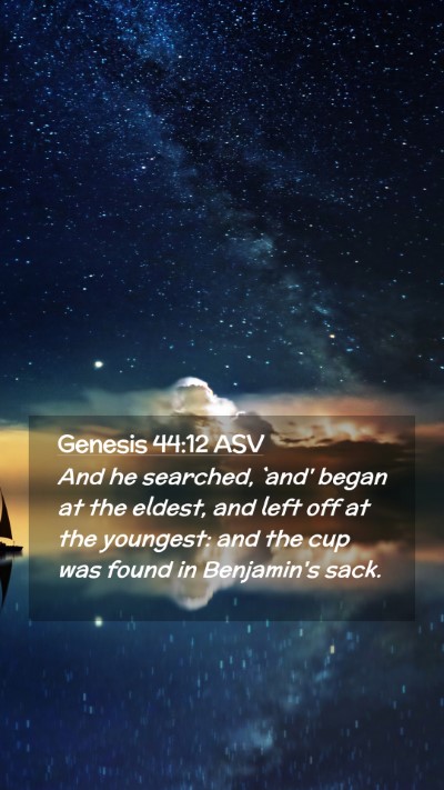 Picture 02 - Genesis 44:12 ASV Mobile Phone Wallpaper - And he searched, `and' began at the eldest, and - Mobile Bible Verse Wallpaper