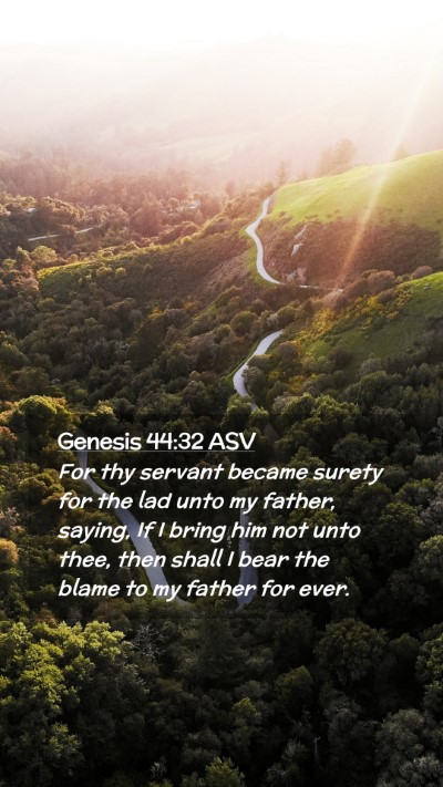 Picture 02 - Genesis 44:32 ASV Mobile Phone Wallpaper - For thy servant became surety for the lad unto my - Mobile Bible Verse Wallpaper