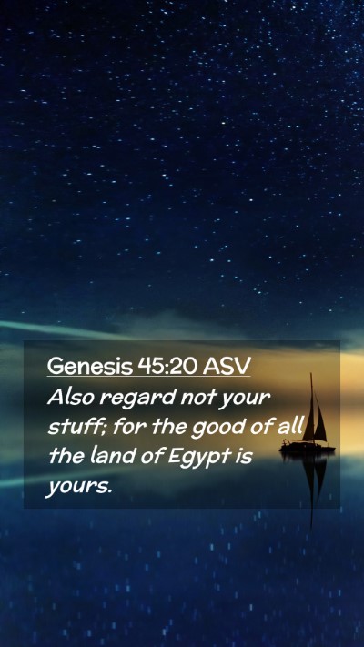 Picture 02 - Genesis 45:20 ASV Mobile Phone Wallpaper - Also regard not your stuff; for the good of all - Mobile Bible Verse Wallpaper