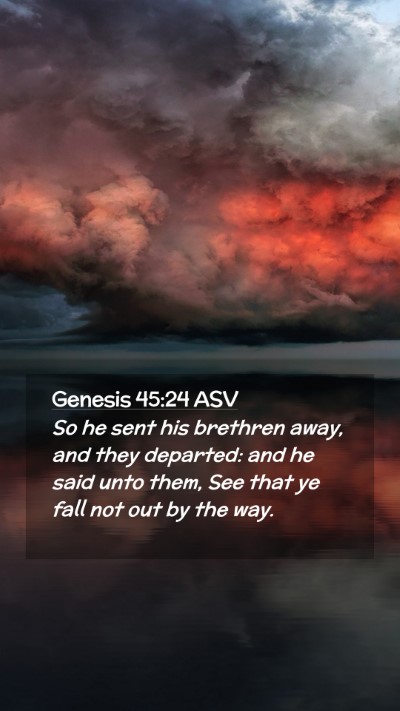 Picture 02 - Genesis 45:24 ASV Mobile Phone Wallpaper - So he sent his brethren away, and they departed: - Mobile Bible Verse Wallpaper