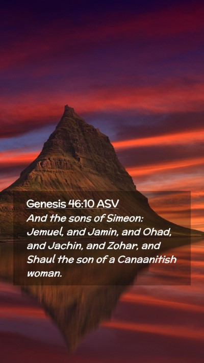 Picture 02 - Genesis 46:10 ASV Mobile Phone Wallpaper - And the sons of Simeon: Jemuel, and Jamin, and - Mobile Bible Verse Wallpaper
