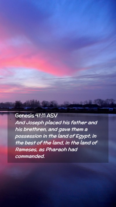 Picture 02 - Genesis 47:11 ASV Mobile Phone Wallpaper - And Joseph placed his father and his brethren, - Mobile Bible Verse Wallpaper