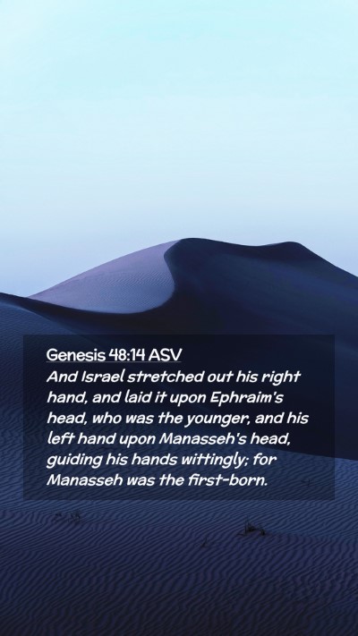Picture 02 - Genesis 48:14 ASV Mobile Phone Wallpaper - And Israel stretched out his right hand, and laid - Mobile Bible Verse Wallpaper
