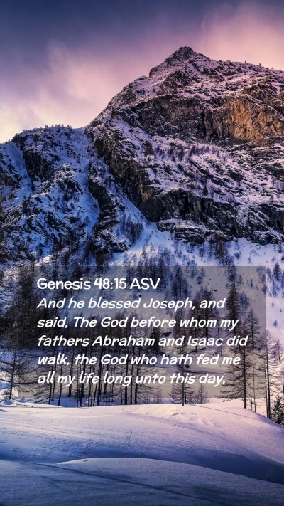 Picture 02 - Genesis 48:15 ASV Mobile Phone Wallpaper - And he blessed Joseph, and said, The God before - Mobile Bible Verse Wallpaper