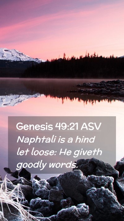 Picture 02 - Genesis 49:21 ASV Mobile Phone Wallpaper - Naphtali is a hind let loose: He giveth goodly - Mobile Bible Verse Wallpaper