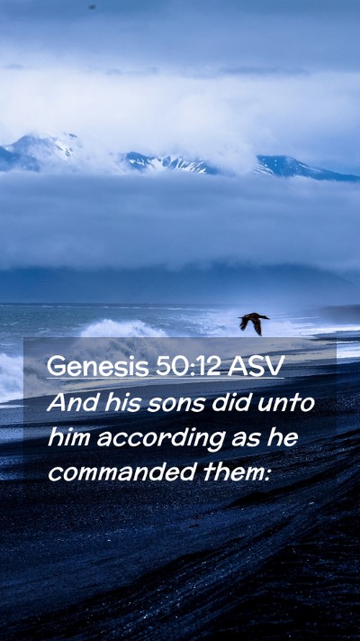 Picture 02 - Genesis 50:12 ASV Mobile Phone Wallpaper - And his sons did unto him according as he - Mobile Bible Verse Wallpaper