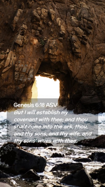 Picture 02 - Genesis 6:18 ASV Mobile Phone Wallpaper - But I will establish my covenant with thee; and - Mobile Bible Verse Wallpaper