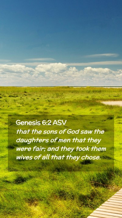 Picture 02 - Genesis 6:2 ASV Mobile Phone Wallpaper - that the sons of God saw the daughters of men - Mobile Bible Verse Wallpaper