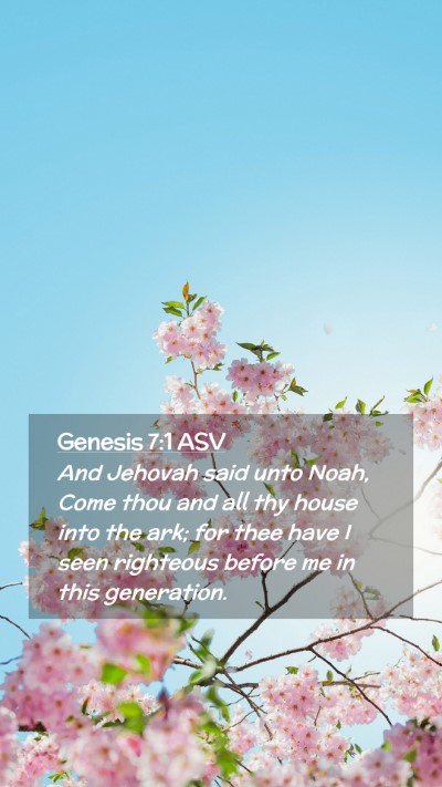 Picture 02 - Genesis 7:1 ASV Mobile Phone Wallpaper - And Jehovah said unto Noah, Come thou and all thy - Mobile Bible Verse Wallpaper
