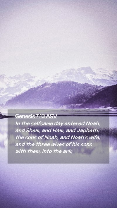Picture 02 - Genesis 7:13 ASV Mobile Phone Wallpaper - In the selfsame day entered Noah, and Shem, and - Mobile Bible Verse Wallpaper
