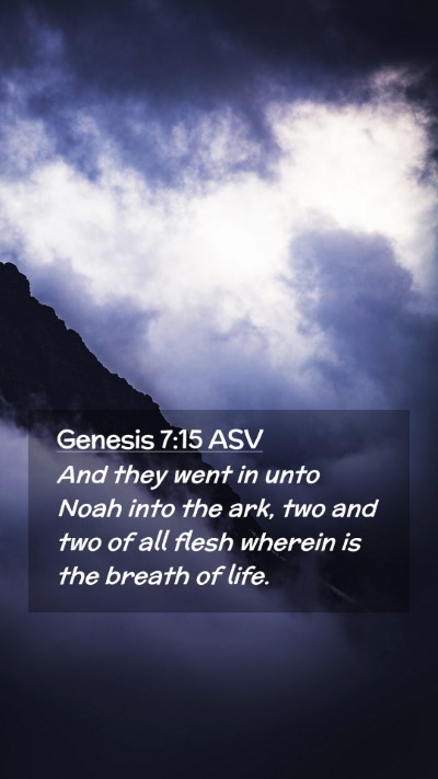 Picture 02 - Genesis 7:15 ASV Mobile Phone Wallpaper - And they went in unto Noah into the ark, two and - Mobile Bible Verse Wallpaper