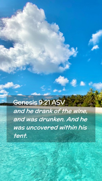 Picture 02 - Genesis 9:21 ASV Mobile Phone Wallpaper - and he drank of the wine, and was drunken. And he - Mobile Bible Verse Wallpaper