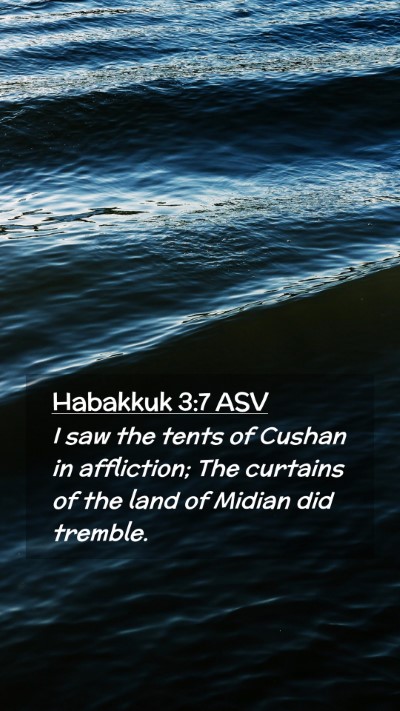 Picture 02 - Habakkuk 3:7 ASV Mobile Phone Wallpaper - I saw the tents of Cushan in affliction; The - Mobile Bible Verse Wallpaper
