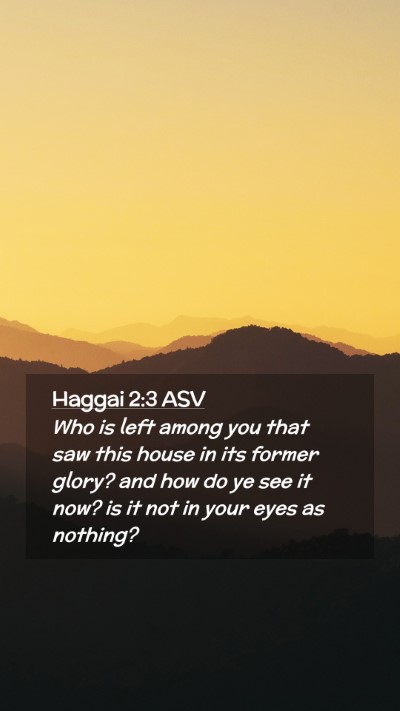 Picture 02 - Haggai 2:3 ASV Mobile Phone Wallpaper - Who is left among you that saw this house in its - Mobile Bible Verse Wallpaper