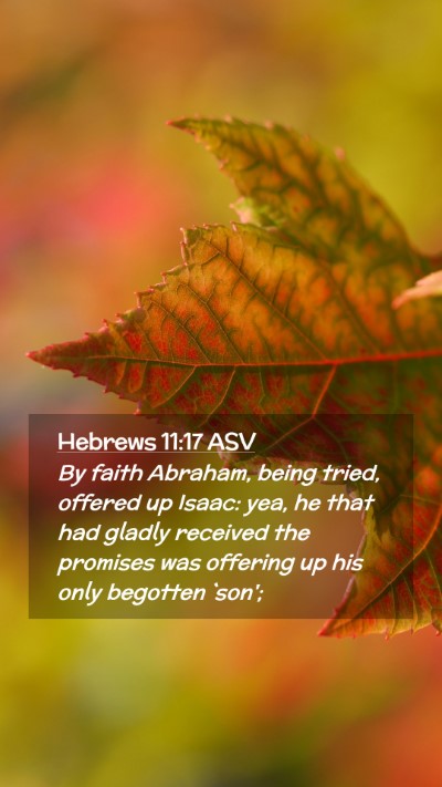 Picture 02 - Hebrews 11:17 ASV Mobile Phone Wallpaper - By faith Abraham, being tried, offered up Isaac: - Mobile Bible Verse Wallpaper
