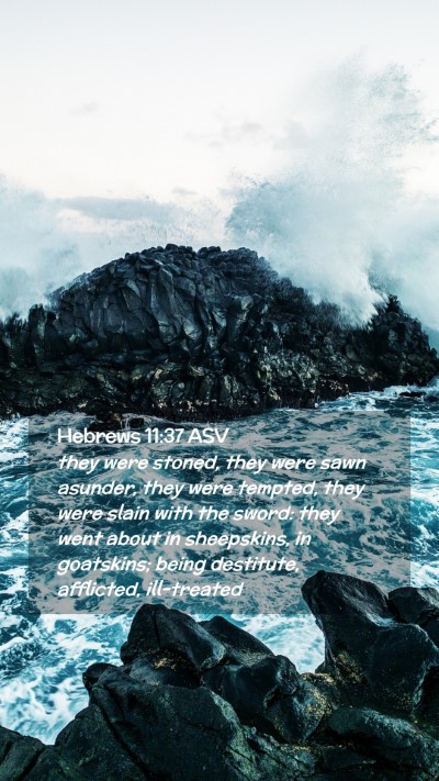 Picture 02 - Hebrews 11:37 ASV Mobile Phone Wallpaper - they were stoned, they were sawn asunder, they - Mobile Bible Verse Wallpaper