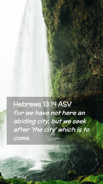 Picture 02 - Hebrews 13:14 ASV Mobile Phone Wallpaper - For we have not here an abiding city, but we seek - Mobile Bible Verse Wallpaper