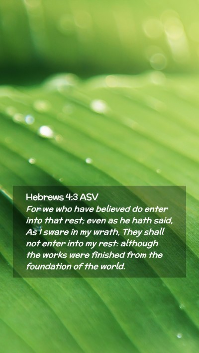 Picture 02 - Hebrews 4:3 ASV Mobile Phone Wallpaper - For we who have believed do enter into that rest; - Mobile Bible Verse Wallpaper
