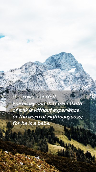 Picture 02 - Hebrews 5:13 ASV Mobile Phone Wallpaper - For every one that partaketh of milk is without - Mobile Bible Verse Wallpaper