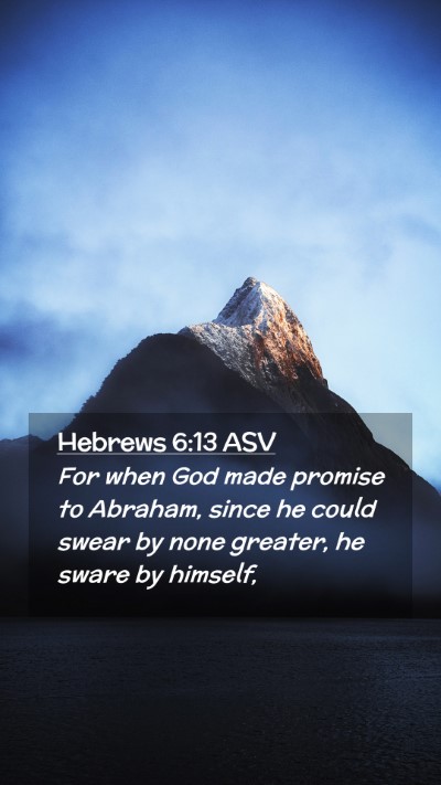 Picture 02 - Hebrews 6:13 ASV Mobile Phone Wallpaper - For when God made promise to Abraham, since he - Mobile Bible Verse Wallpaper