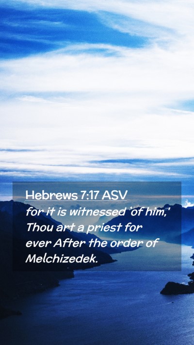 Picture 02 - Hebrews 7:17 ASV Mobile Phone Wallpaper - for it is witnessed `of him,' Thou art a priest - Mobile Bible Verse Wallpaper