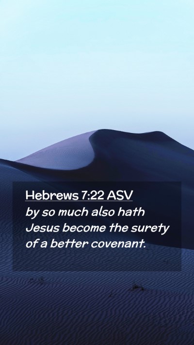 Picture 02 - Hebrews 7:22 ASV Mobile Phone Wallpaper - by so much also hath Jesus become the surety of a - Mobile Bible Verse Wallpaper