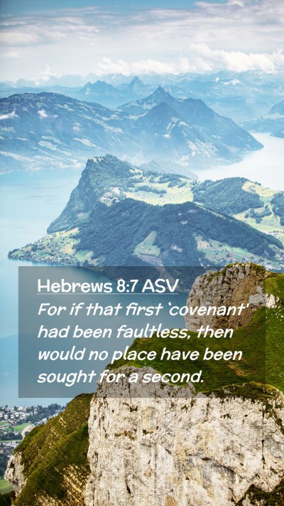 Picture 02 - Hebrews 8:7 ASV Mobile Phone Wallpaper - For if that first `covenant' had been faultless, - Mobile Bible Verse Wallpaper