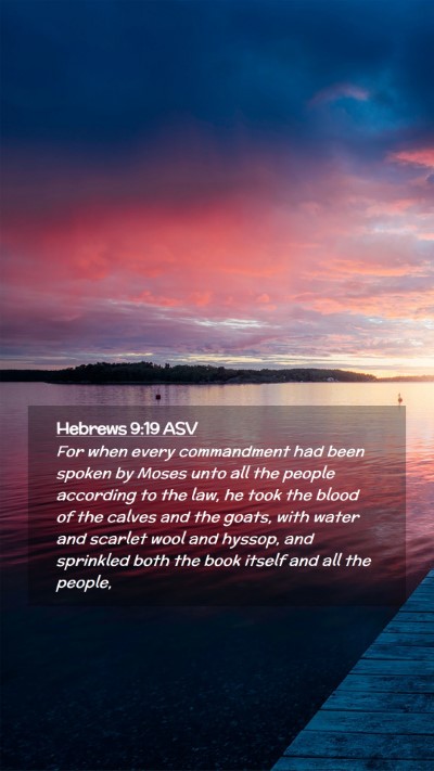 Picture 02 - Hebrews 9:19 ASV Mobile Phone Wallpaper - For when every commandment had been spoken by - Mobile Bible Verse Wallpaper