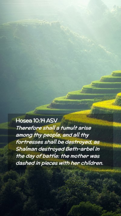 Picture 02 - Hosea 10:14 ASV Mobile Phone Wallpaper - Therefore shall a tumult arise among thy people, - Mobile Bible Verse Wallpaper