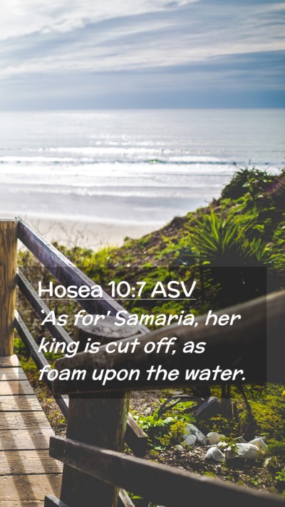 Picture 02 - Hosea 10:7 ASV Mobile Phone Wallpaper - `As for' Samaria, her king is cut off, as foam - Mobile Bible Verse Wallpaper