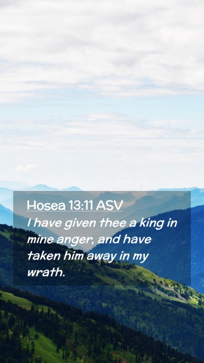 Picture 02 - Hosea 13:11 ASV Mobile Phone Wallpaper - I have given thee a king in mine anger, and have - Mobile Bible Verse Wallpaper
