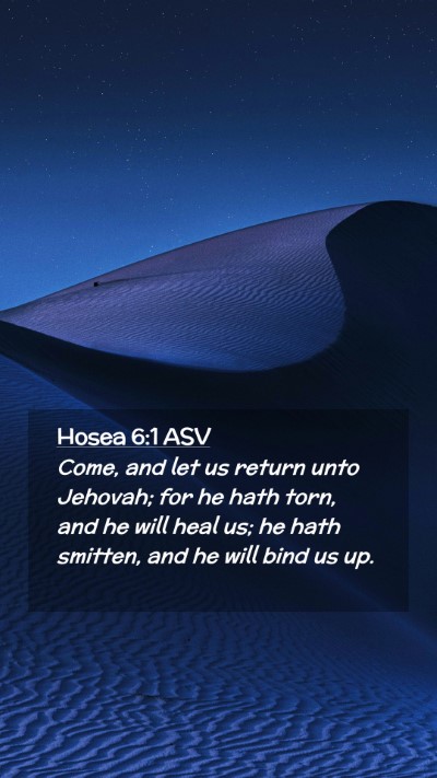 Picture 02 - Hosea 6:1 ASV Mobile Phone Wallpaper - Come, and let us return unto Jehovah; for he hath - Mobile Bible Verse Wallpaper