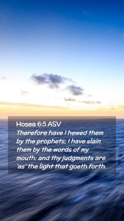 Picture 02 - Hosea 6:5 ASV Mobile Phone Wallpaper - Therefore have I hewed them by the prophets; I - Mobile Bible Verse Wallpaper