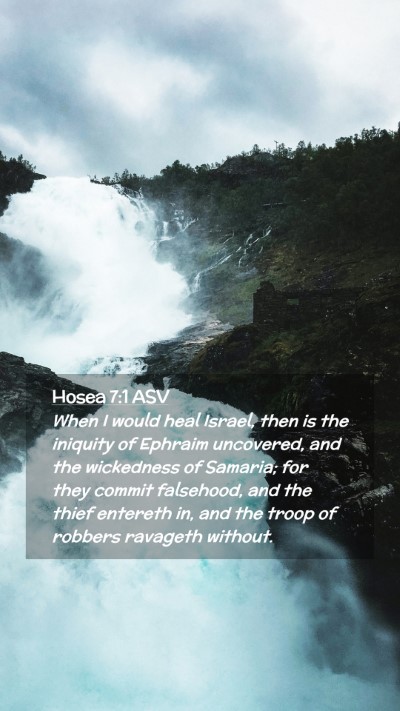Picture 02 - Hosea 7:1 ASV Mobile Phone Wallpaper - When I would heal Israel, then is the iniquity of - Mobile Bible Verse Wallpaper
