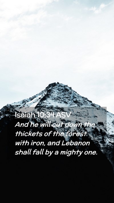 Picture 02 - Isaiah 10:34 ASV Mobile Phone Wallpaper - And he will cut down the thickets of the forest - Mobile Bible Verse Wallpaper