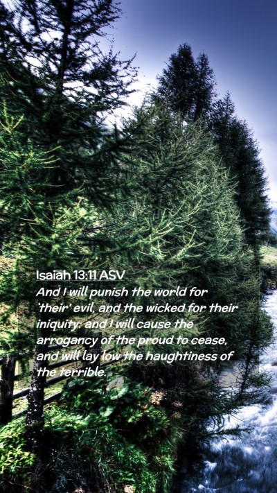 Picture 02 - Isaiah 13:11 ASV Mobile Phone Wallpaper - And I will punish the world for `their' evil, and - Mobile Bible Verse Wallpaper