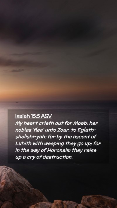 Picture 02 - Isaiah 15:5 ASV Mobile Phone Wallpaper - My heart crieth out for Moab; her nobles `flee' - Mobile Bible Verse Wallpaper