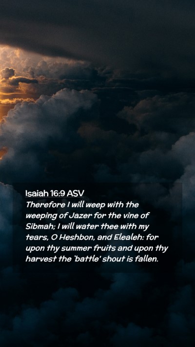 Picture 02 - Isaiah 16:9 ASV Mobile Phone Wallpaper - Therefore I will weep with the weeping of Jazer - Mobile Bible Verse Wallpaper