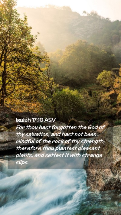 Picture 02 - Isaiah 17:10 ASV Mobile Phone Wallpaper - For thou hast forgotten the God of thy salvation, - Mobile Bible Verse Wallpaper