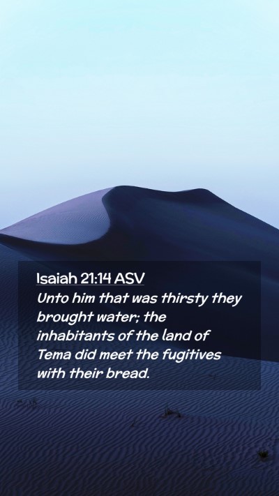 Picture 02 - Isaiah 21:14 ASV Mobile Phone Wallpaper - Unto him that was thirsty they brought water; the - Mobile Bible Verse Wallpaper