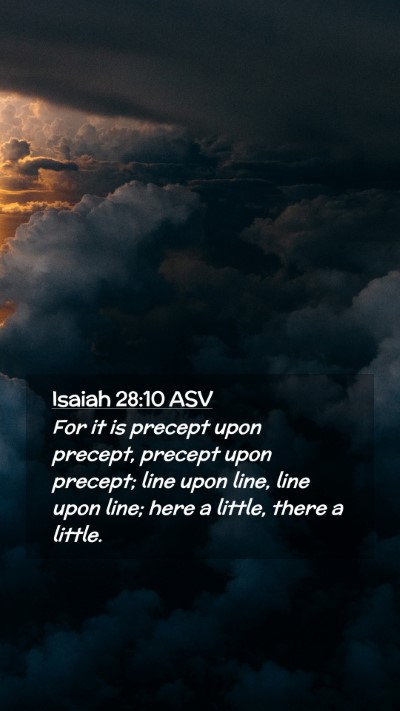 Picture 02 - Isaiah 28:10 ASV Mobile Phone Wallpaper - For it is precept upon precept, precept upon - Mobile Bible Verse Wallpaper
