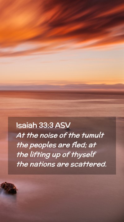 Picture 02 - Isaiah 33:3 ASV Mobile Phone Wallpaper - At the noise of the tumult the peoples are fled; - Mobile Bible Verse Wallpaper