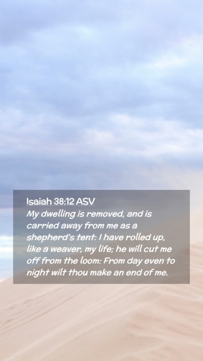Picture 02 - Isaiah 38:12 ASV Mobile Phone Wallpaper - My dwelling is removed, and is carried away from - Mobile Bible Verse Wallpaper