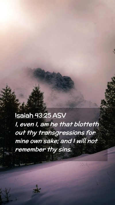 Picture 02 - Isaiah 43:25 ASV Mobile Phone Wallpaper - I, even I, am he that blotteth out thy - Mobile Bible Verse Wallpaper
