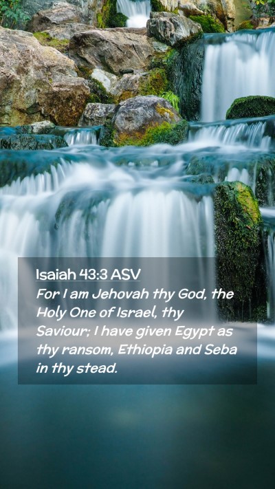 Picture 02 - Isaiah 43:3 ASV Mobile Phone Wallpaper - For I am Jehovah thy God, the Holy One of Israel, - Mobile Bible Verse Wallpaper